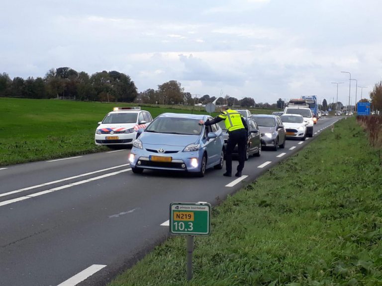 Kop-staartbotsing N219 bij Zevenhuizen geeft verkeersinfarct