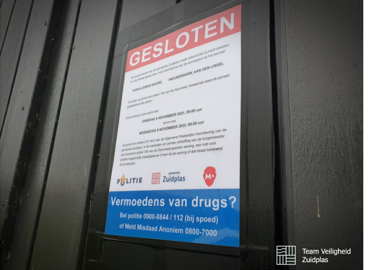 Pand Nieuwerkerk aan de IJssel gesloten na aantreffen goederen voor productie van drugs