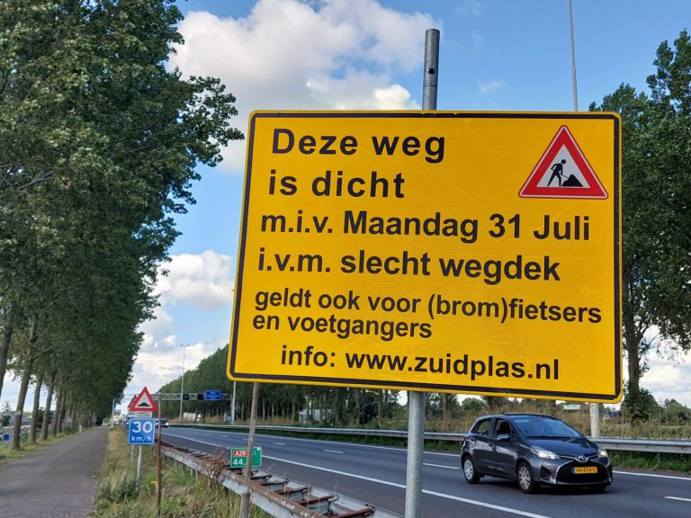 Rijksweg-Noord in Moordrecht per 31 juli afgesloten door slechte bestrating