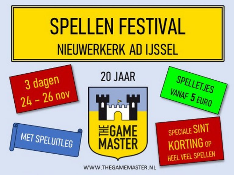 Driedaags spellenfeest op 24, 25 & 26 november in Nieuwerkerk
