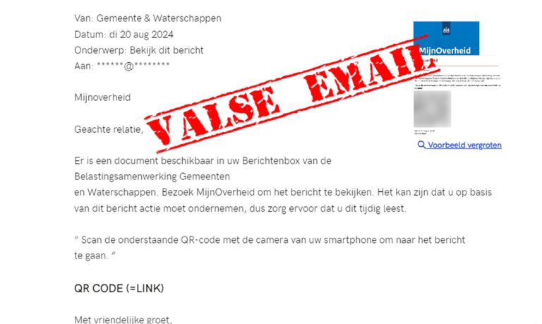 Nep emails waterschapbelasting in omloop