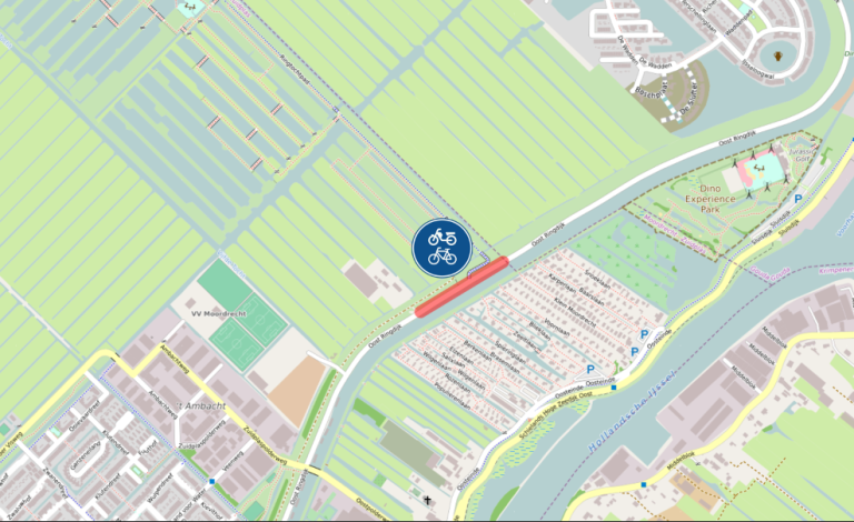 Stuk Oost-Ringdijk Moordrecht wordt brom/fietspad