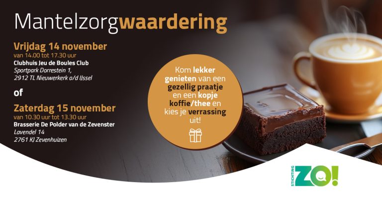 ZO! Waarderingsmoment voor mantelzorgers op 14 en 15 november