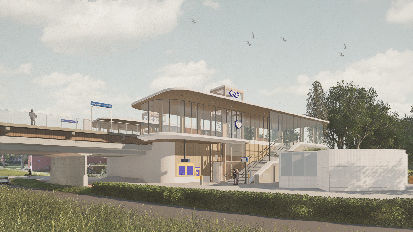 Voorlopig ontwerp station Nieuwerkerk: Veel hout en glas