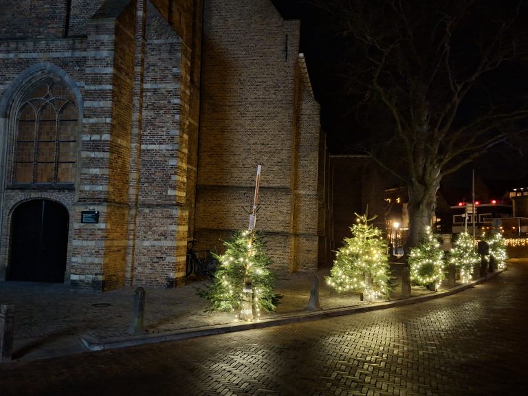 Kerklaan en Dorpskerk met kerstbomen 2025 Moordrecht