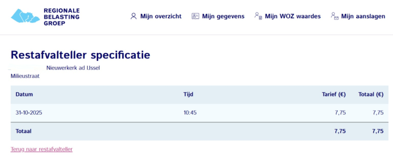 RBG brengt bezoek aan afvalbrengstation Zuidplas ten onrechte in rekening