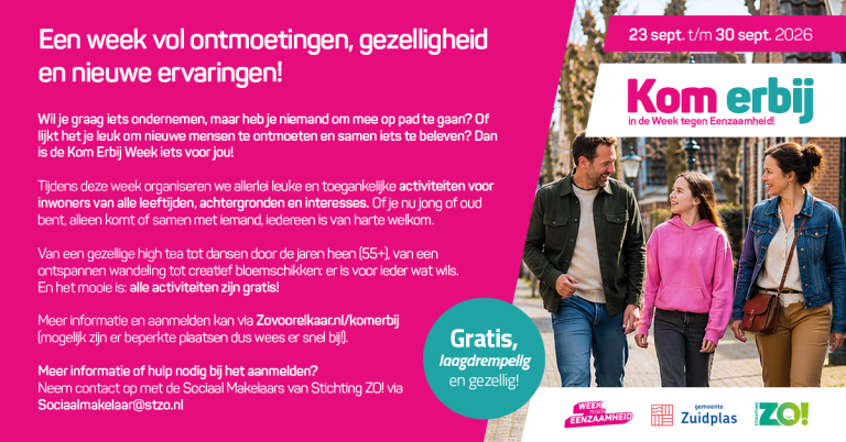 Ontmoet, beleef en verbind tijdens de Kom Erbij Week